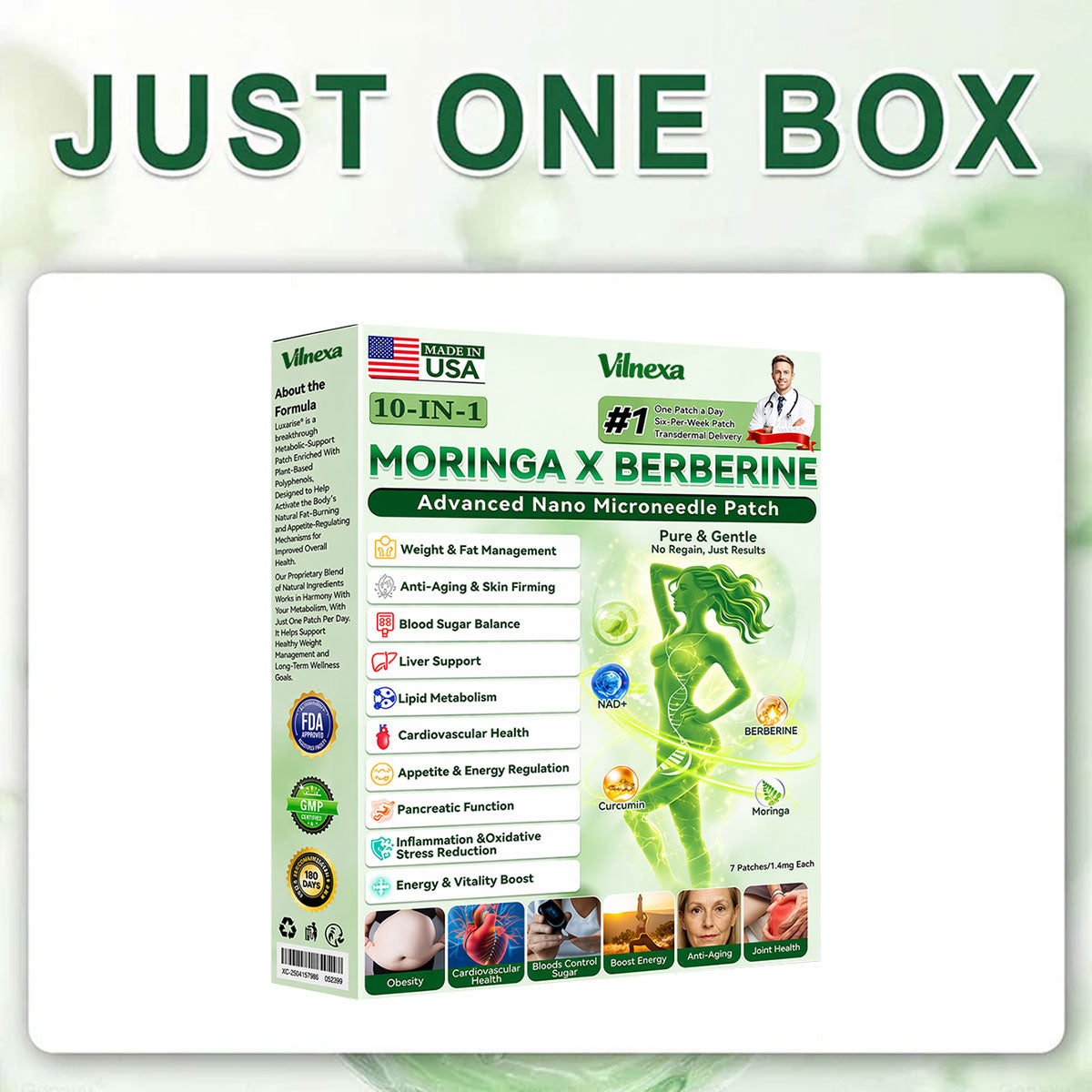 🔥 Vilnexa™ 8-in-1 AMPK Metabolic Slimming Patch 🇺🇸 Moringa × Berberine Formula · Supports Weight Management, Metabolic Balance & Daily Comfort