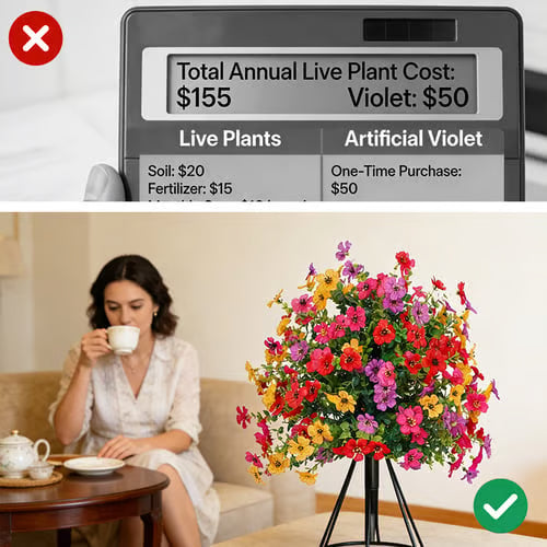 Artificial Violet for Outdoor Indoor Garden Home Decoration