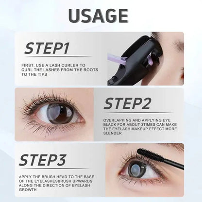 24H Waterproof Volumizing Mascara – Long-Lasting Thick & Defined Lashes, Smudge-Proof & Sweat-Proof Lash Lift Effect-YH
