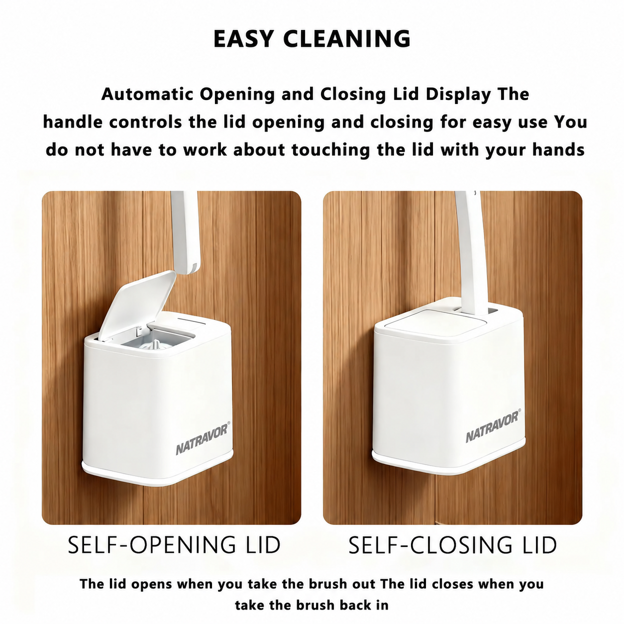 NATRAVOR™ Disposable Toilet Brush, Toilet Bowl Wand Holder Set with 24PCS Cleaner Refills, Bathroom Cleaning System for Sink Bathtub Drain Wash Basin Urinal，Wall-Mount Scrubbing Toilet Brush Bathroom Cleaning Kit