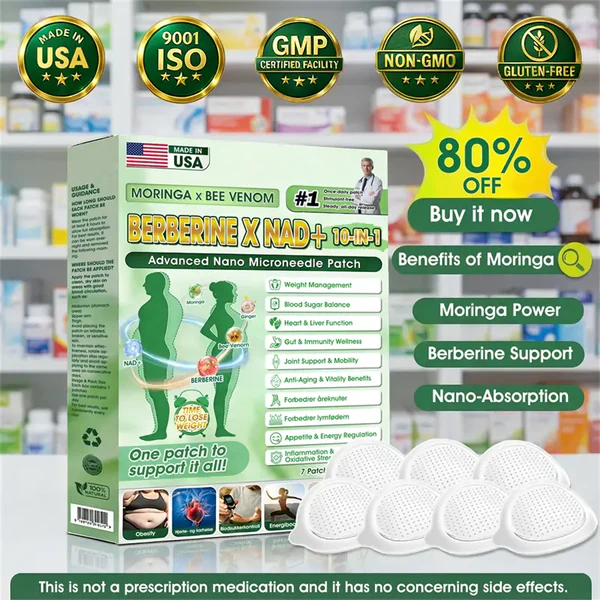 🧑‍⚕️🩺Moringa · Berberine × NAD+ 𝟏𝟎-𝐢𝐧-𝟏 𝐀𝐝𝐯𝐚𝐧𝐜𝐞𝐝 𝐍𝐚𝐧𝐨 𝐌𝐢𝐜𝐫𝐨𝐧𝐞𝐞𝐝𝐥𝐞 𝐏𝐚𝐭𝐜𝐡 — 𝐎𝐧𝐜𝐞 𝐃𝐚𝐢𝐥𝐲, 𝐕𝐢𝐬𝐢𝐛𝐥𝐞 𝐑𝐞𝐬𝐮𝐥𝐭𝐬 𝐢𝐧 𝟕 𝐃𝐚𝐲𝐬
