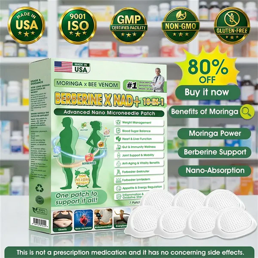 🧑‍⚕️🩺Moringa · Berberine × NAD+ 𝟏𝟎-𝐢𝐧-𝟏 𝐀𝐝𝐯𝐚𝐧𝐜𝐞𝐝 𝐍𝐚𝐧𝐨 𝐌𝐢𝐜𝐫𝐨𝐧𝐞𝐞𝐝𝐥𝐞 𝐏𝐚𝐭𝐜𝐡 — 𝐎𝐧𝐜𝐞 𝐃𝐚𝐢𝐥𝐲, 𝐕𝐢𝐬𝐢𝐛𝐥𝐞 𝐑𝐞𝐬𝐮𝐥𝐭𝐬 𝐢𝐧 𝟕 𝐃𝐚𝐲𝐬