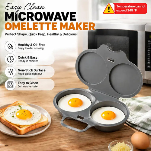 🍳 BUY 1 GET 1 FREE! ✨ Dual Cavity Microwave Egg Poacher – Quick Oil-Free Cooking, Food-Grade PP & Versatile Kitchen Essential 💫