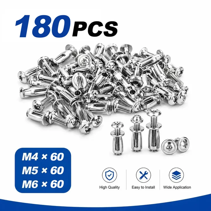 90Pcs Heavy-Duty Carbon Steel Button Rivet Locking Nuts Set