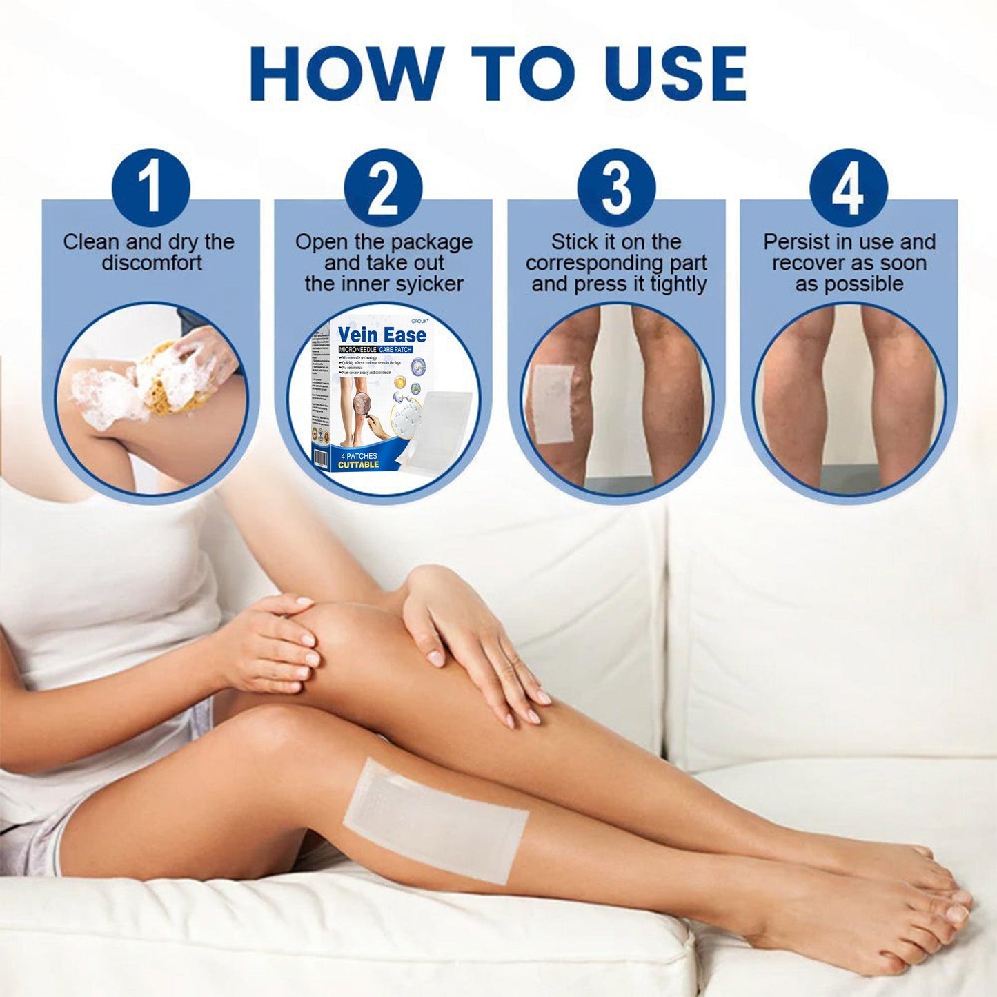 Rivnora®Vein Ease Microneedle Care Patch Instant Relief, Long-Term Results