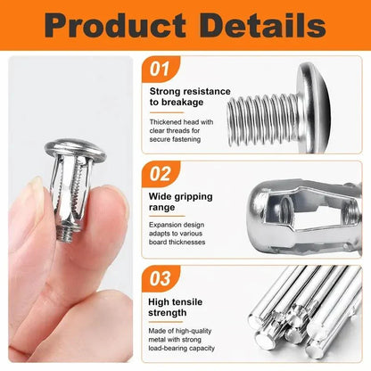 90Pcs Heavy-Duty Carbon Steel Button Rivet Locking Nuts Set