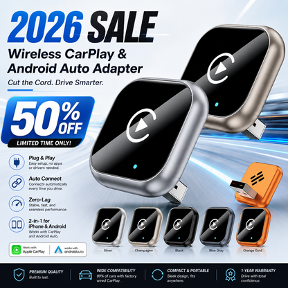 2026 latest model 2 in 1 Wireless CarPlay Adapter, for Both Apple and Android, Converts Wired to Wireless,Fast Connection, No Latency