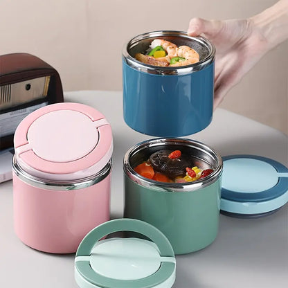 Stainless Steel Bento Style Boxed Lunch Box with Handle - Leakproof