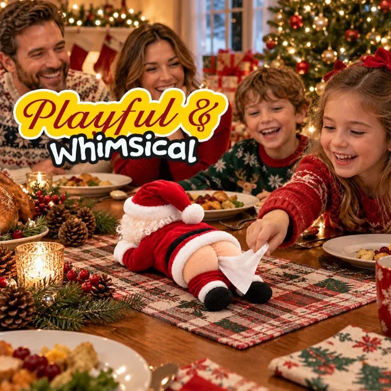 🎅😂 Funny Tissue Box Cover in Santa Claus Design - Original Christmas Decoration for Bathroom, Living Room, and Desk✈️