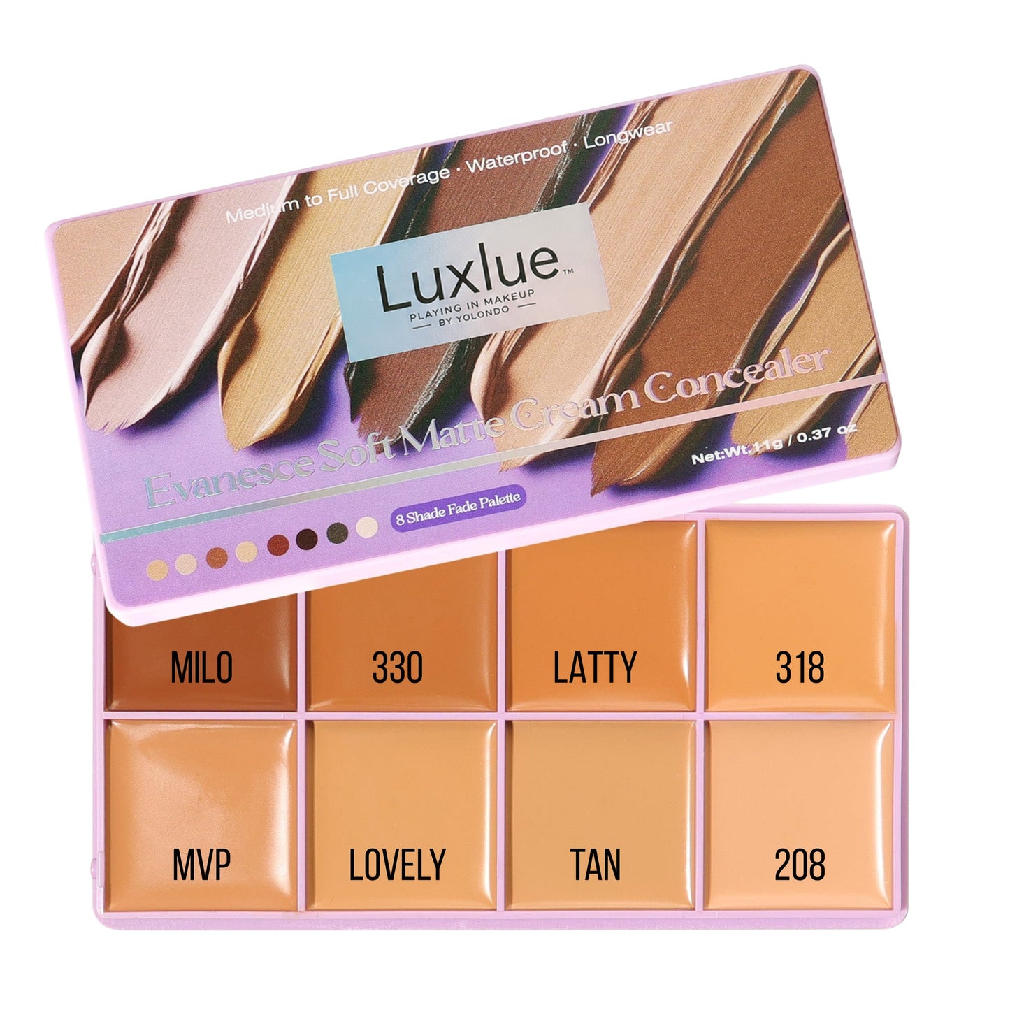 Luxlue Soft Matte Cream Concealer 8-Shade Fade Palette