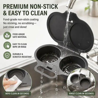 🍳 BUY 1 GET 1 FREE! ✨ Dual Cavity Microwave Egg Poacher – Quick Oil-Free Cooking, Food-Grade PP & Versatile Kitchen Essential 💫