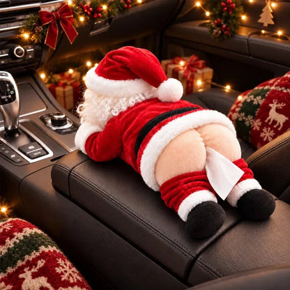 🎅😂 Funny Tissue Box Cover in Santa Claus Design - Original Christmas Decoration for Bathroom, Living Room, and Desk✈️