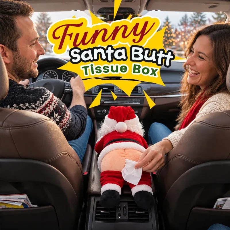 🎅😂 Funny Tissue Box Cover in Santa Claus Design - Original Christmas Decoration for Bathroom, Living Room, and Desk✈️