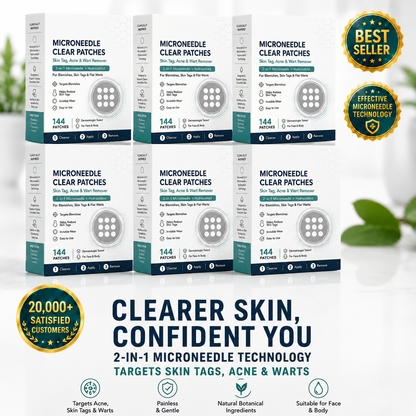 ✨2-in-1 Microneedle & Hydrocolloid Patch🍀| Removes Raised Moles, Acne, Flat Warts & Skin Tags | Helps Improve Wrinkles, Scars & Blemishes | Invisible Patches for Face & Body