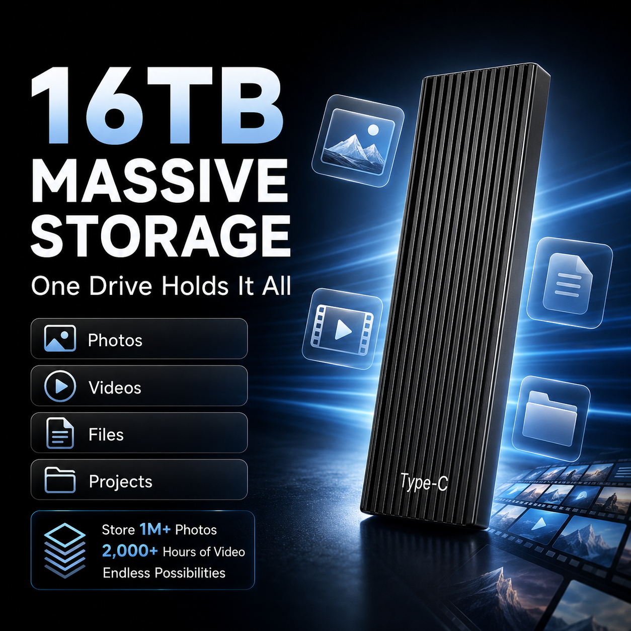 🏆Flash Sale🔥16TB Large-Capacity Type-C Portable Mini SSD