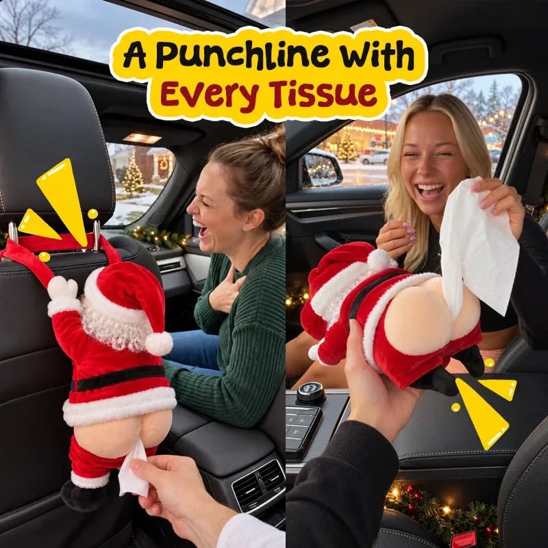 🎅😂 Funny Tissue Box Cover in Santa Claus Design - Original Christmas Decoration for Bathroom, Living Room, and Desk✈️