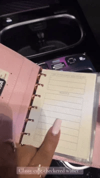👛Checkered Pocket A7 Budget Mini Binder Wallet Planner Notebook with Money Stuffing Zip Envelopes👛