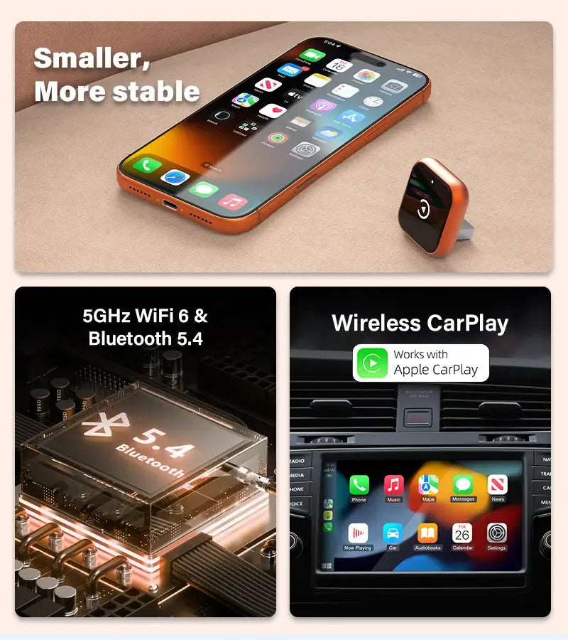2026 latest model 2 in 1 Wireless CarPlay Adapter, for Both Apple and Android, Converts Wired to Wireless,Fast Connection, No Latency