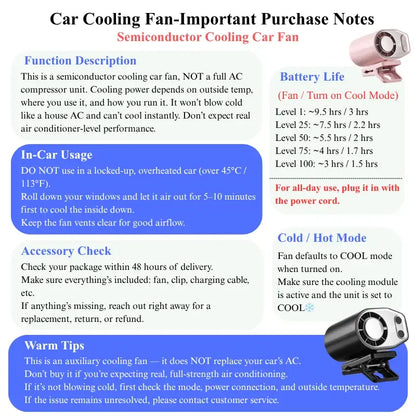 Semiconductor Cooling Clip-On Fan - Portable Clip Fan
